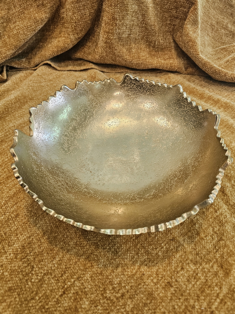 Red Co. Gold Moon Decorative, Asymmetrical Torn, Hammered Metal Bowl